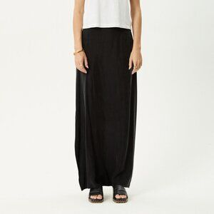 Afends Grace Cupro Maxi Skirt - Black - Size Large